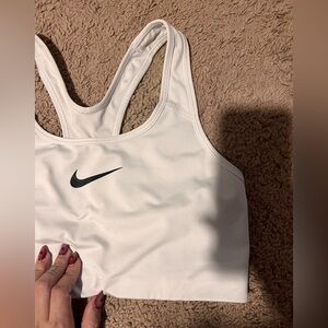 Nike Women's White Sports Bra with Black Logo